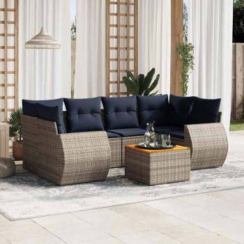 ARDEBO.de - 7-teiliges Gartensofa-Set mit Kissen, grau, Polyrattan