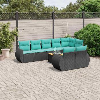 ARDEBO.de - 9-teiliges Gartensofa-Set mit Kissen, schwarzes Polyrattan