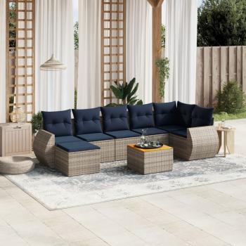 ARDEBO.de - 8-teiliges Gartensofa-Set mit Kissen, grau, Polyrattan