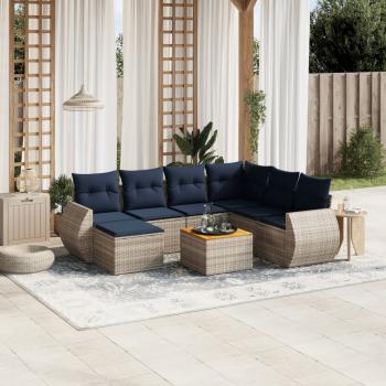 ARDEBO.de - 8-teiliges Gartensofa-Set mit Kissen, grau, Polyrattan