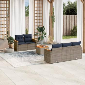 ARDEBO.de - 6-teiliges Gartensofa-Set mit Kissen, grau, Polyrattan