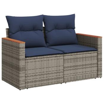 7-teiliges Gartensofa-Set mit Kissen, grau, Polyrattan