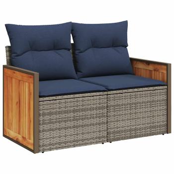 7-teiliges Gartensofa-Set mit Kissen, grau, Polyrattan