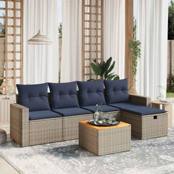 ARDEBO.de - 6-teiliges Gartensofa-Set mit Kissen, grau, Polyrattan