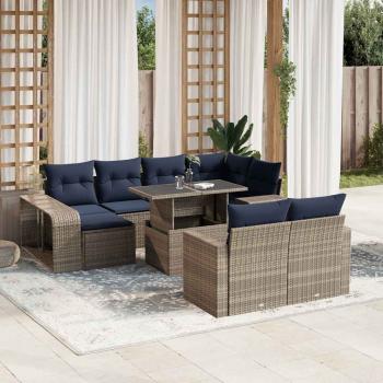 ARDEBO.de - 11-teiliges Gartensofa-Set mit Kissen, grau, Polyrattan