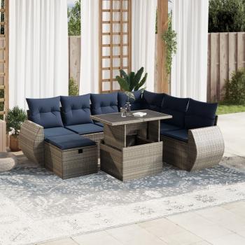 ARDEBO.de - 8-teiliges Gartensofa-Set mit Kissen, grau, Polyrattan