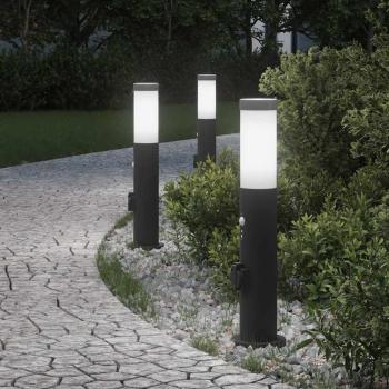ARDEBO.de - Pollerleuchten mit Sensor&Steckdose 3er 50 cm Edelstahl IP44