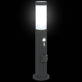 Pollerleuchten mit Sensor&Steckdose 3er 50 cm Edelstahl IP44