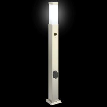 Pollerleuchten mit Sensor&Steckdose 3 Stk. 80 cm Edelstahl IP44
