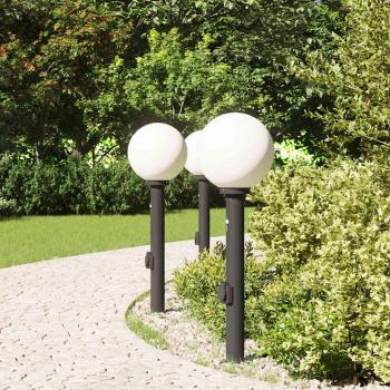 Pollerleuchten mit Sensor&Steckdose 3 Stk. 80 cm Schwarz IP44