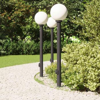 Pollerleuchten mit Sensor und Steckdose 3 Stk. 120 cm Schwarz IP44