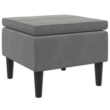 Hocker mit Holzbeinen Dunkelgrau Samt