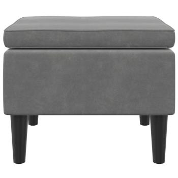 Hocker mit Holzbeinen Dunkelgrau Samt