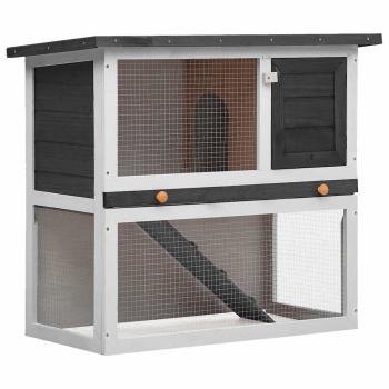 ARDEBO.de - Kaninchenstall 1 Tür Grau Holz