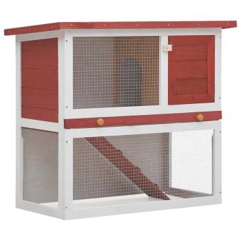 ARDEBO.de - Kaninchenstall 1 Tür Rot Holz