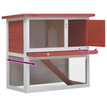 Kaninchenstall 1 Tür Rot Holz
