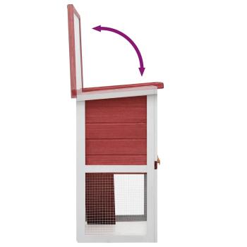 Kaninchenstall 1 Tür Rot Holz