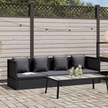 ARDEBO.de - Garten-Sofabett mit Kissen Poly Rattan Schwarz