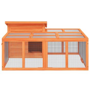 Kaninchenstall Braun 144x123x67,5 cm Massivholz Kiefer