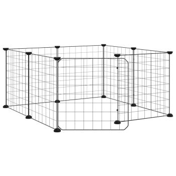 8-Panel-Haustierkäfig mit Tür Schwarz 70x70x35 cm Stahl