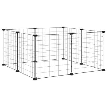 8-Panel-Haustierkäfig mit Tür Schwarz 70x70x35 cm Stahl