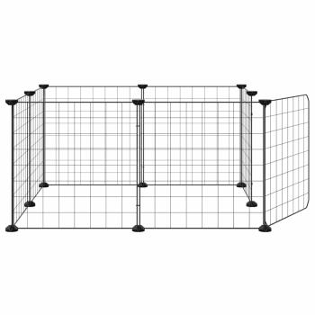 8-Panel-Haustierkäfig mit Tür Schwarz 70x70x35 cm Stahl