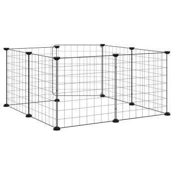 8-Panel-Haustierkäfig mit Tür Schwarz 70x70x35 cm Stahl