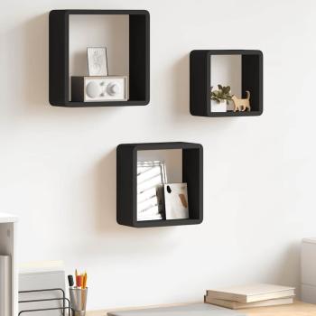 ARDEBO.de - Würfelregale 3 Stk. Schwarz MDF