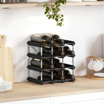 ARDEBO.de - Weinregal für 12 Flaschen Schwarz Massivholz Kiefer