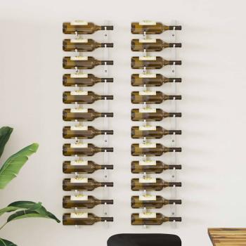 ARDEBO.de - Wand-Weinregal für 12 Flaschen 2 Stk. Weiß Eisen