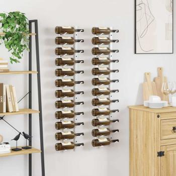 Wand-Weinregal für 12 Flaschen 2 Stk. Weiß Eisen