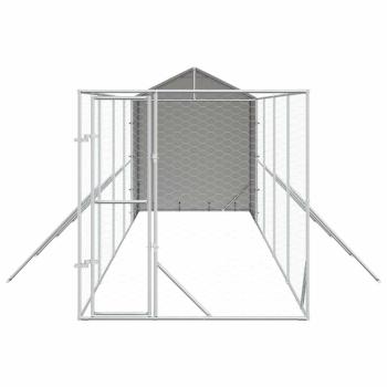 Outdoor-Hundezwinger mit Dach Silbern 2x10x2,5 m Stahl Verzinkt