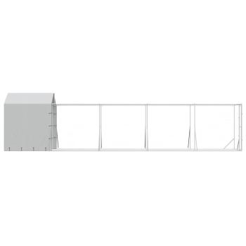Outdoor-Hundezwinger mit Dach Silbern 2x10x2,5 m Stahl Verzinkt