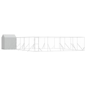 Outdoor-Hundezwinger mit Dach Silbern 10x10x2,5m Stahl Verzinkt