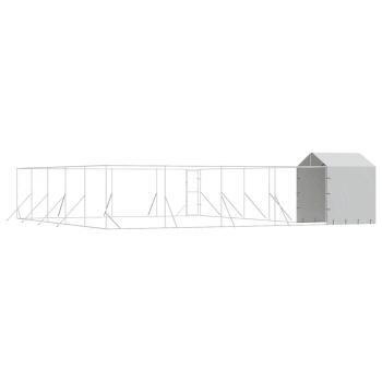 Outdoor-Hundezwinger mit Dach Silbern 10x10x2,5m Stahl Verzinkt