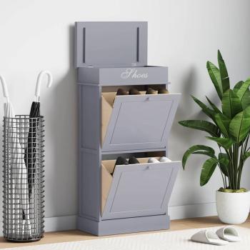 ARDEBO.de - Schuhschrank Grau 50 x 28 x 98 cm Paulownia Holz