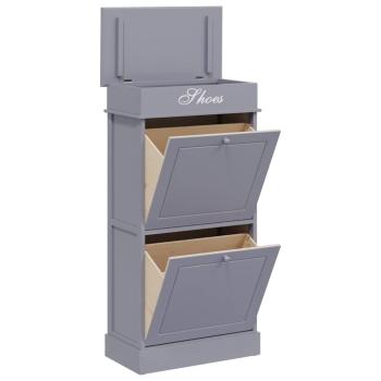 Schuhschrank Grau 50 x 28 x 98 cm Paulownia Holz