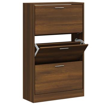 Schuhschrank Braun Eichen-Optik 63x24x103 cm Holzwerkstoff