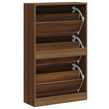 Schuhschrank Braun Eichen-Optik 63x24x103 cm Holzwerkstoff