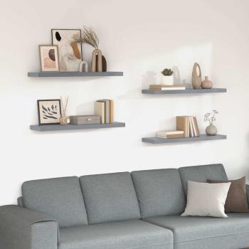 ARDEBO.de - Schwebende Wandregale 4 Stk. Grau 90x23,5x3,8cm MDF