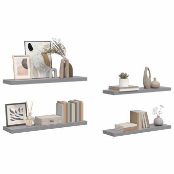 Schwebende Wandregale 4 Stk. Grau 90x23,5x3,8cm MDF