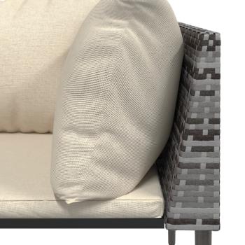 5-tlg. Garten-Lounge-Set mit Kissen Grau Poly Rattan