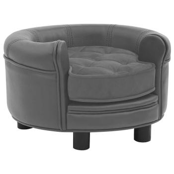 ARDEBO.de - Hundesofa Grau 48x48x32 cm Plüsch und Kunstleder