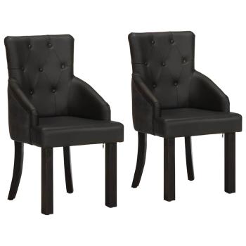 ARDEBO.de - Esszimmerstühle 2 Stk. Schwarz Echtes Ziegenleder