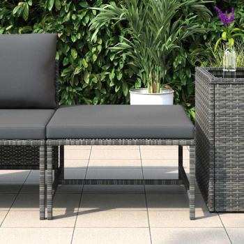 Modular-Fußhocker mit Kissen Grau Poly Rattan