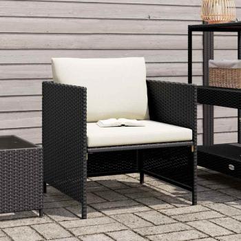 ARDEBO.de - Gartensofa mit Kissen Schwarz Poly Rattan