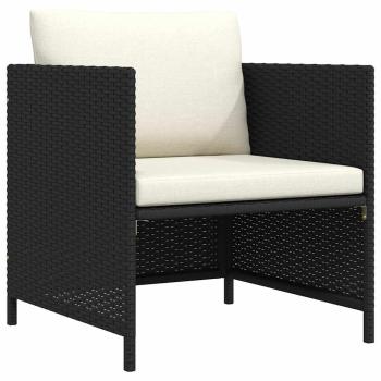 Gartensofa mit Kissen Schwarz Poly Rattan