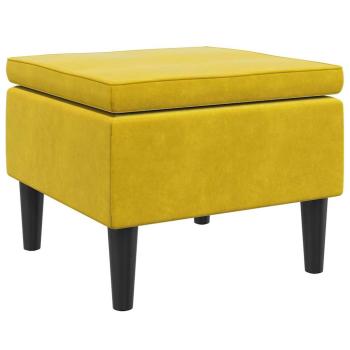 Hocker mit Holzbeinen Gelb Samt