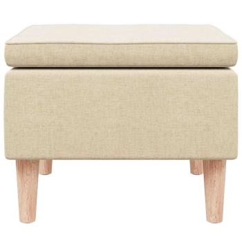 Hocker mit Holzbeinen Creme Stoff