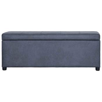 Bank mit Staufach 116 cm Grau Wildleder-Optik